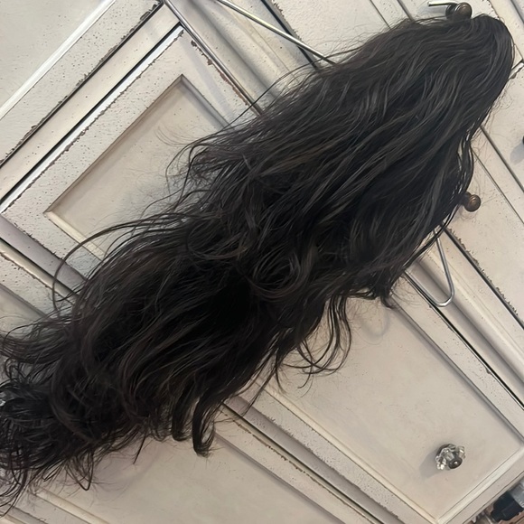 Clip on hair extensions long brown black beach waves bouncy curls or costume wig - Picture 8 of 12